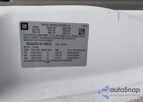 2014 Chevrolet Express 1500 Work Van from USA, damaged, VIN 1GCSGAFX1E1188818